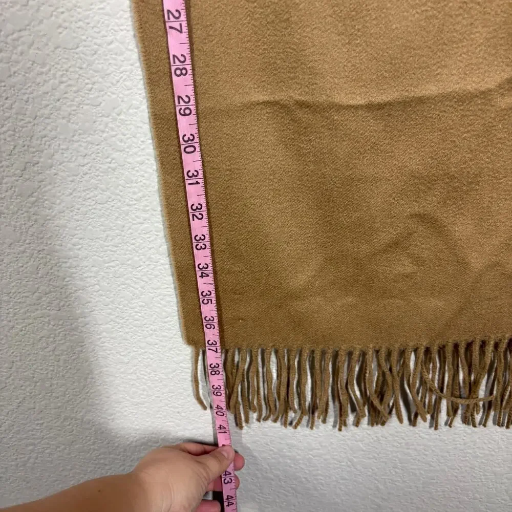 Hilltop Rectangular Scarf Wrap Shawl Brown 100% Pure Cashmere Fringe 40X14.5